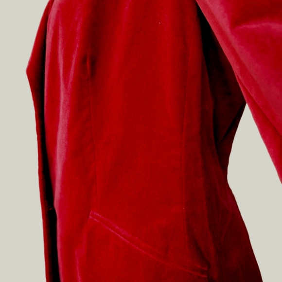 Options burgundy velvet jacket blazer fitted single-breasted 2-button closure 12 - Picture 5 of 14